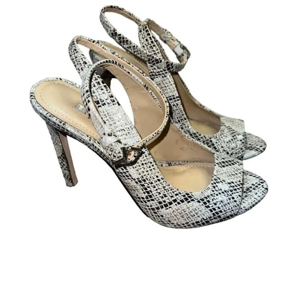 Women's BCBGeneration Snake Print Heels Size 6M/36 White